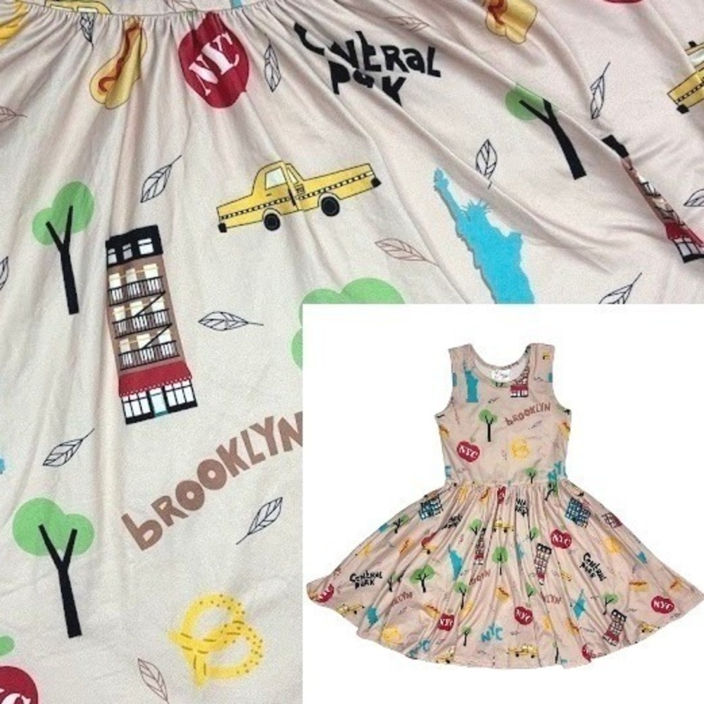 Dot Smile Girls 7 New York Sleeveless Dress Tank Brown NYC Brooklyn NEW